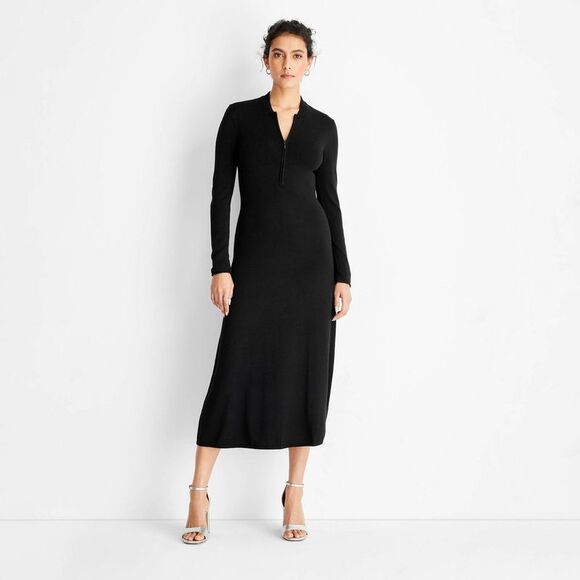 Future Collective Dresses & Skirts - Future Collective - Women's Long Sleeve Sweater Maxi Dress - Future Co Black